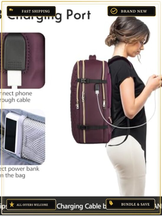 Large Travel Backpack Women Flight Approved Carry On Water Resistant Anti-Theft